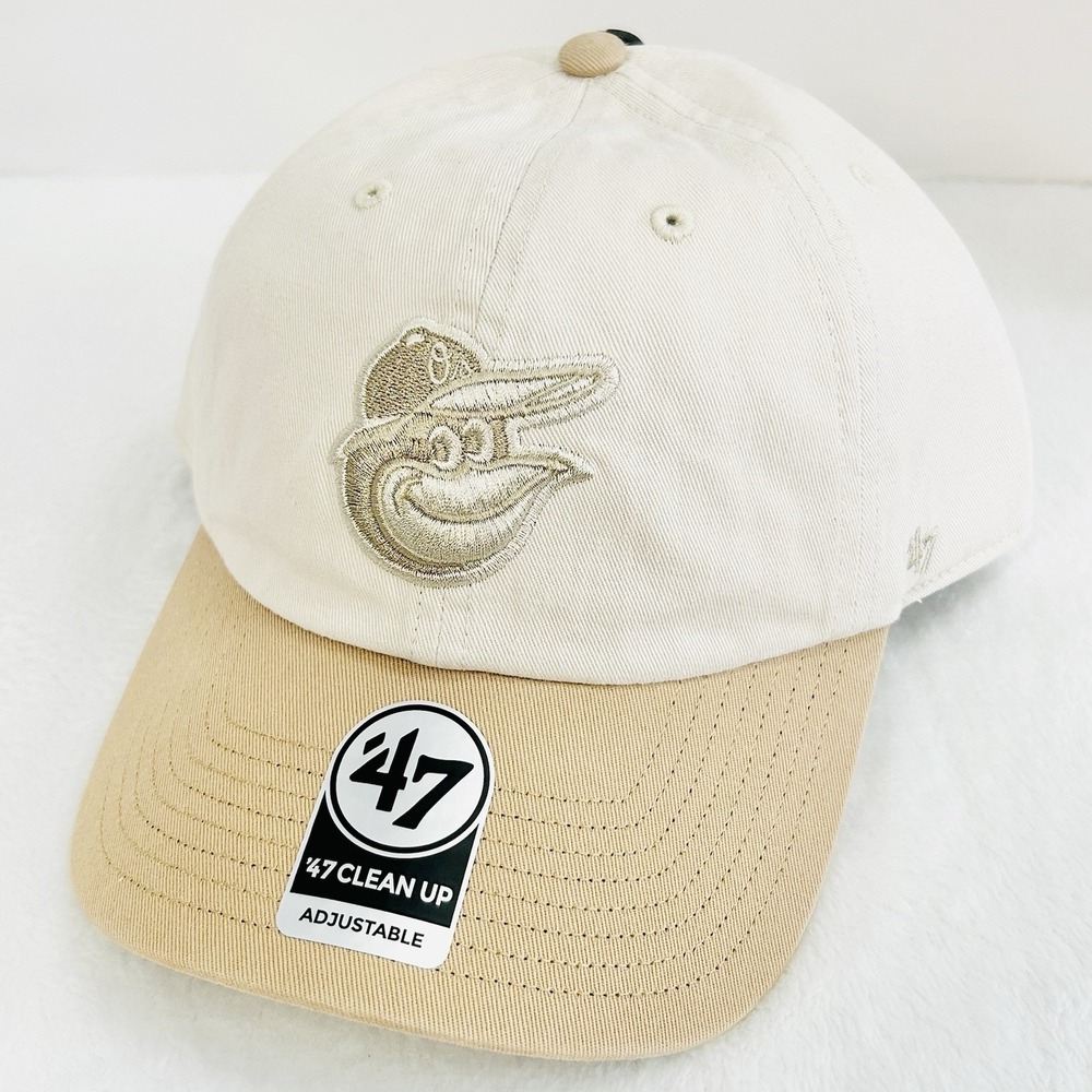 Baltimore Orioles '47 Brand 2-Tone Clean Up Hat Cap Adjustable Beige MLB